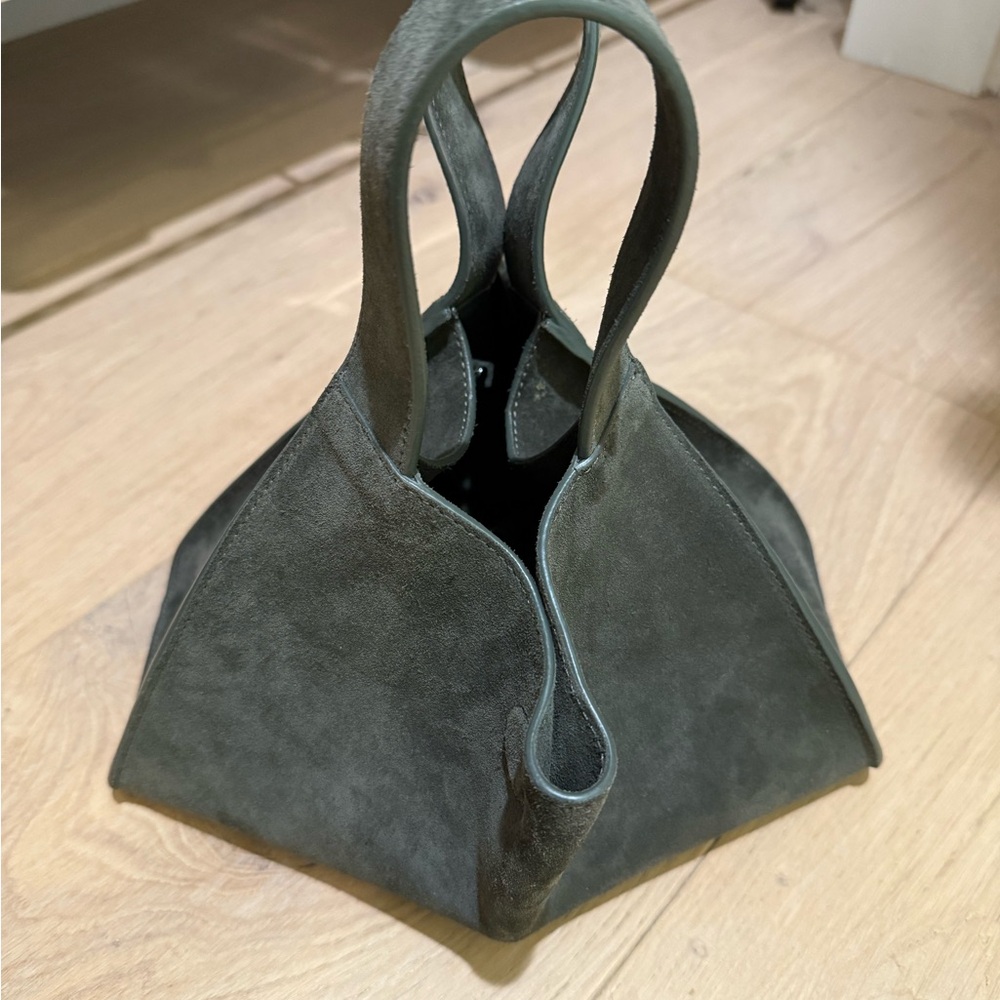 COS Alcove Mini Tote Bag - Suede (Moss Green)